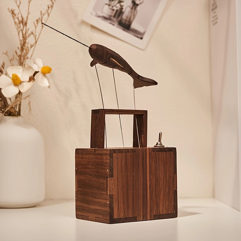 Wooden Whale, automata Whale, Narwhal music box, mechanical whale, Ornament, Wood art, Statue, Sculpture, Home Decor, Woodcarving, Handmade,Music is the poetry of birds