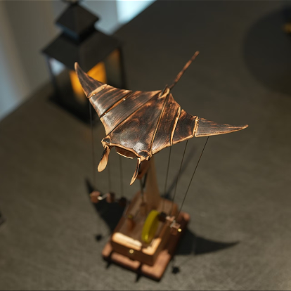 Wooden manta ray, automaton manta ray, manta ray music box, mechanical manta ray, decoration, wood art, statue, sculpture, home decor, wood carving, handmade, can be manually moved