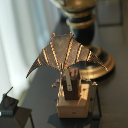 Wooden manta ray, automaton manta ray, manta ray music box, mechanical manta ray, decoration, wood art, statue, sculpture, home decor, wood carving, handmade, can be manually moved
