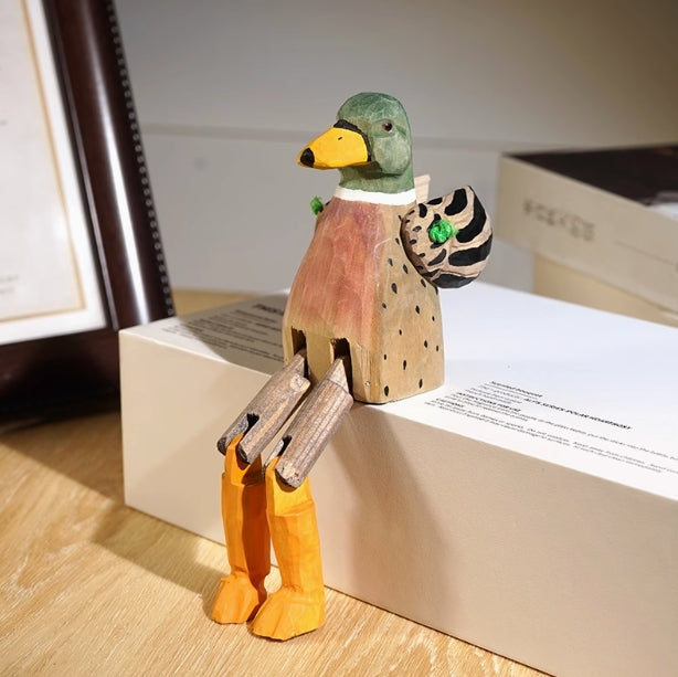 Long-legged duck hand-carved wood ornaments wooden carvings fun funny desktop decorations gifts