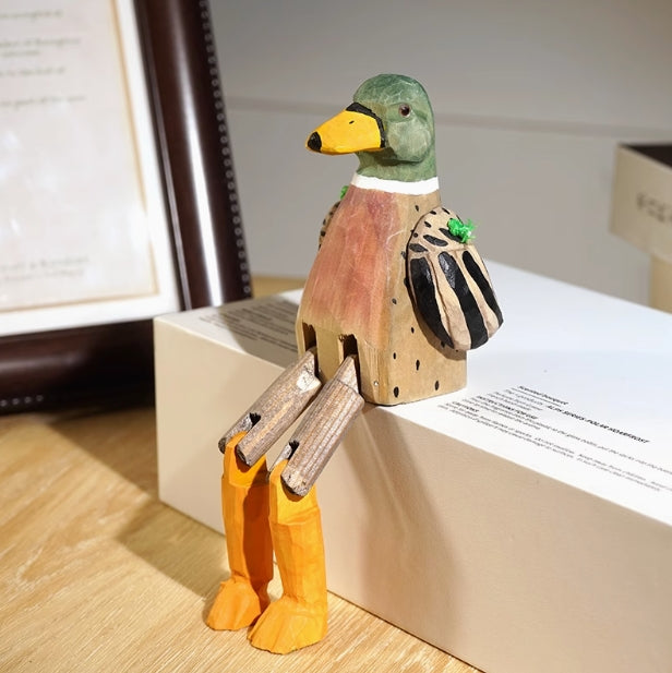 Long-legged duck hand-carved wood ornaments wooden carvings fun funny desktop decorations gifts