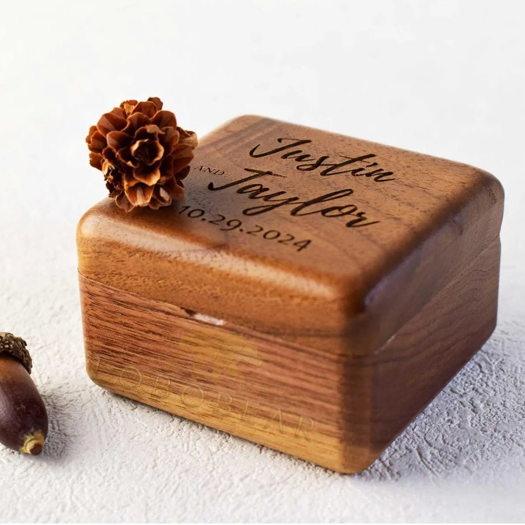 Personalized Music Box-Vintage Walnut Wood Music Box-Custom Music Box with Photo-Music Gifts-Photo Gifts-Christmas Gift-Choose Melody