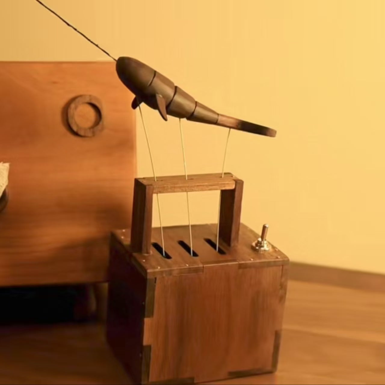 Wooden Whale, automata Whale, Narwhal music box, mechanical whale, Ornament, Wood art, Statue, Sculpture, Home Decor, Woodcarving, Handmade,Music is the poetry of birds