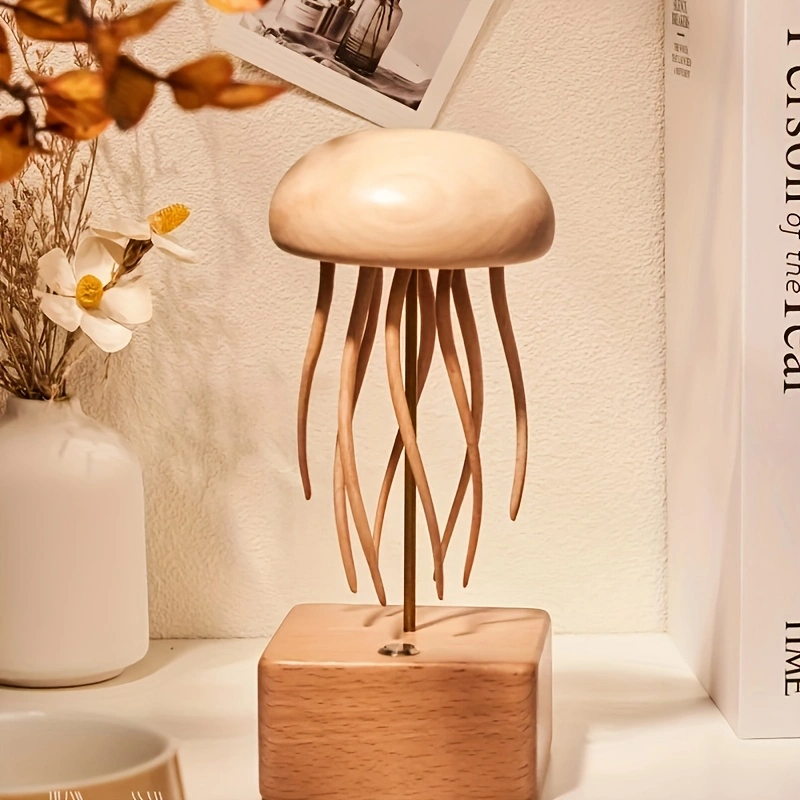 Wooden Jellyfish, automata Jellyfish, music box, wooden mechanical Jellyfish, Ornament, Wood art, Statue, Sculpture, Home Decor, Woodcarving,No music