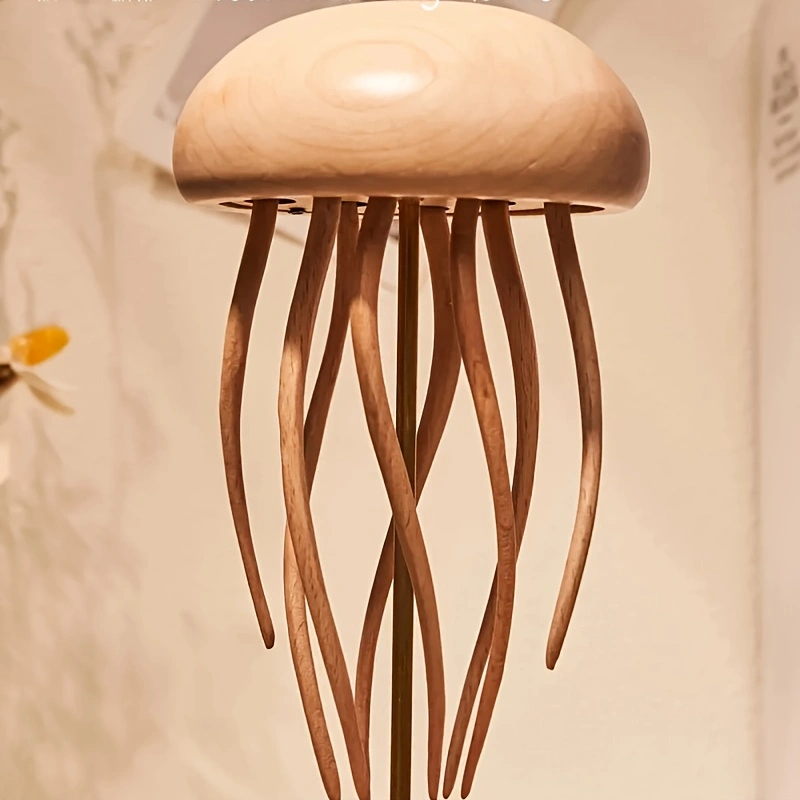 Wooden Jellyfish, automata Jellyfish, music box, wooden mechanical Jellyfish, Ornament, Wood art, Statue, Sculpture, Home Decor, Woodcarving,No music