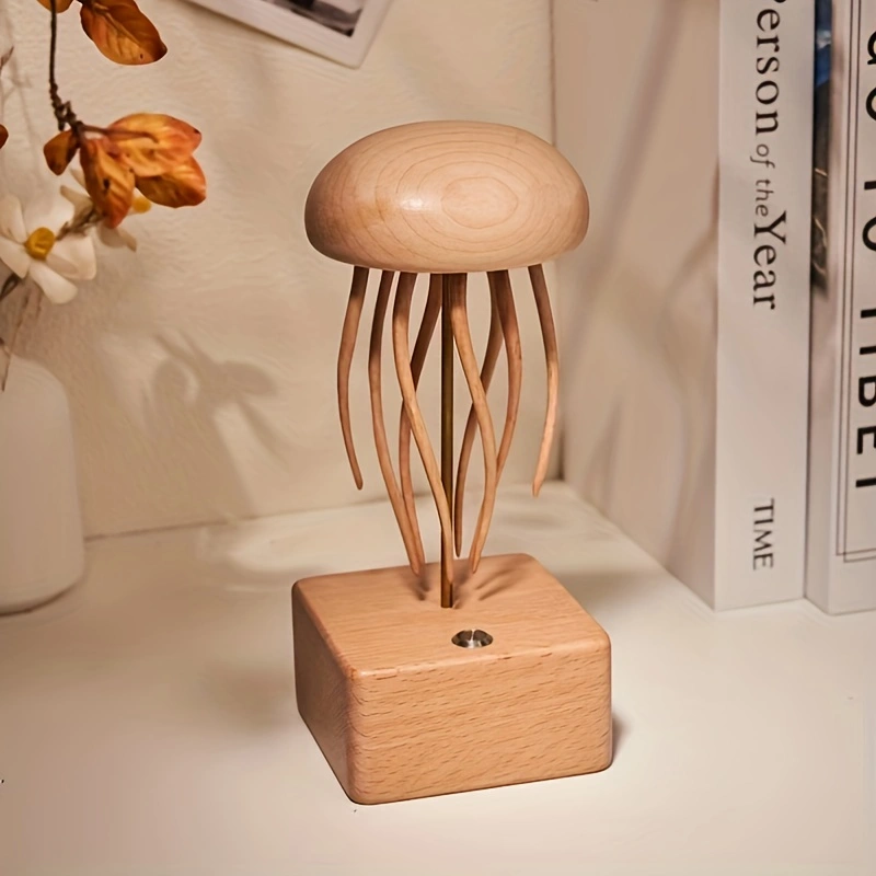 Wooden Jellyfish, automata Jellyfish, music box, wooden mechanical Jellyfish, Ornament, Wood art, Statue, Sculpture, Home Decor, Woodcarving,No music