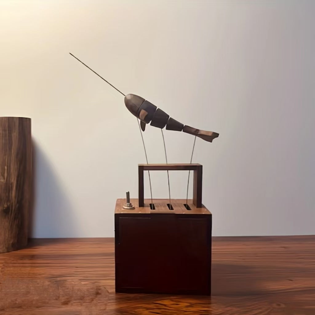Wooden Whale, automata Whale, Narwhal music box, mechanical whale, Ornament, Wood art, Statue, Sculpture, Home Decor, Woodcarving, Handmade,Music is the poetry of birds