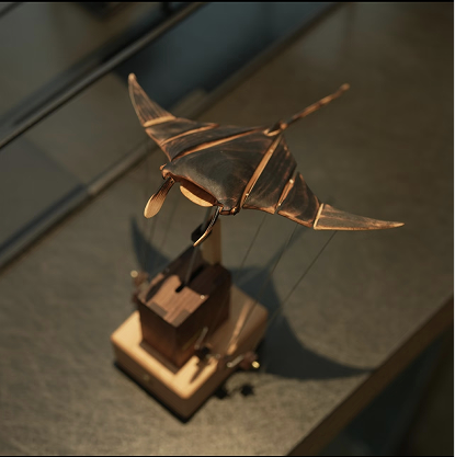 Wooden manta ray, automaton manta ray, manta ray music box, mechanical manta ray, decoration, wood art, statue, sculpture, home decor, wood carving, handmade, can be manually moved