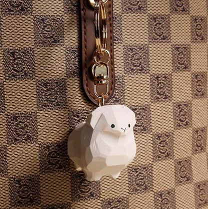 Cute healing hand-carved wood zodiac sheep ornaments can be used as car keychains, schoolbag accessories, couple models