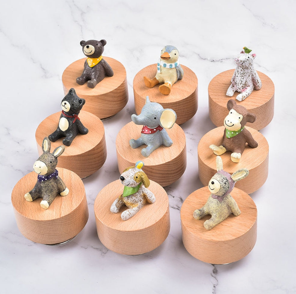 Personalized Wooden Music Box,Engraved Wooden Animal Music Box,Animal Musical Box,Wooden Baby Toy,Custom Newborn Gift,First Birthday For Her Look up at the stars round music box creative furniture ornaments holiday gift DIY wooden music box base