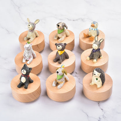 Personalized Wooden Music Box,Engraved Wooden Animal Music Box,Animal Musical Box,Wooden Baby Toy,Custom Newborn Gift,First Birthday For Her Look up at the stars round music box creative furniture ornaments holiday gift DIY wooden music box base