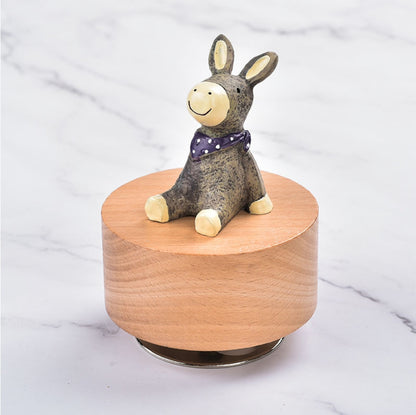 Personalized Wooden Music Box,Engraved Wooden Animal Music Box,Animal Musical Box,Wooden Baby Toy,Custom Newborn Gift,First Birthday For Her Look up at the stars round music box creative furniture ornaments holiday gift DIY wooden music box base