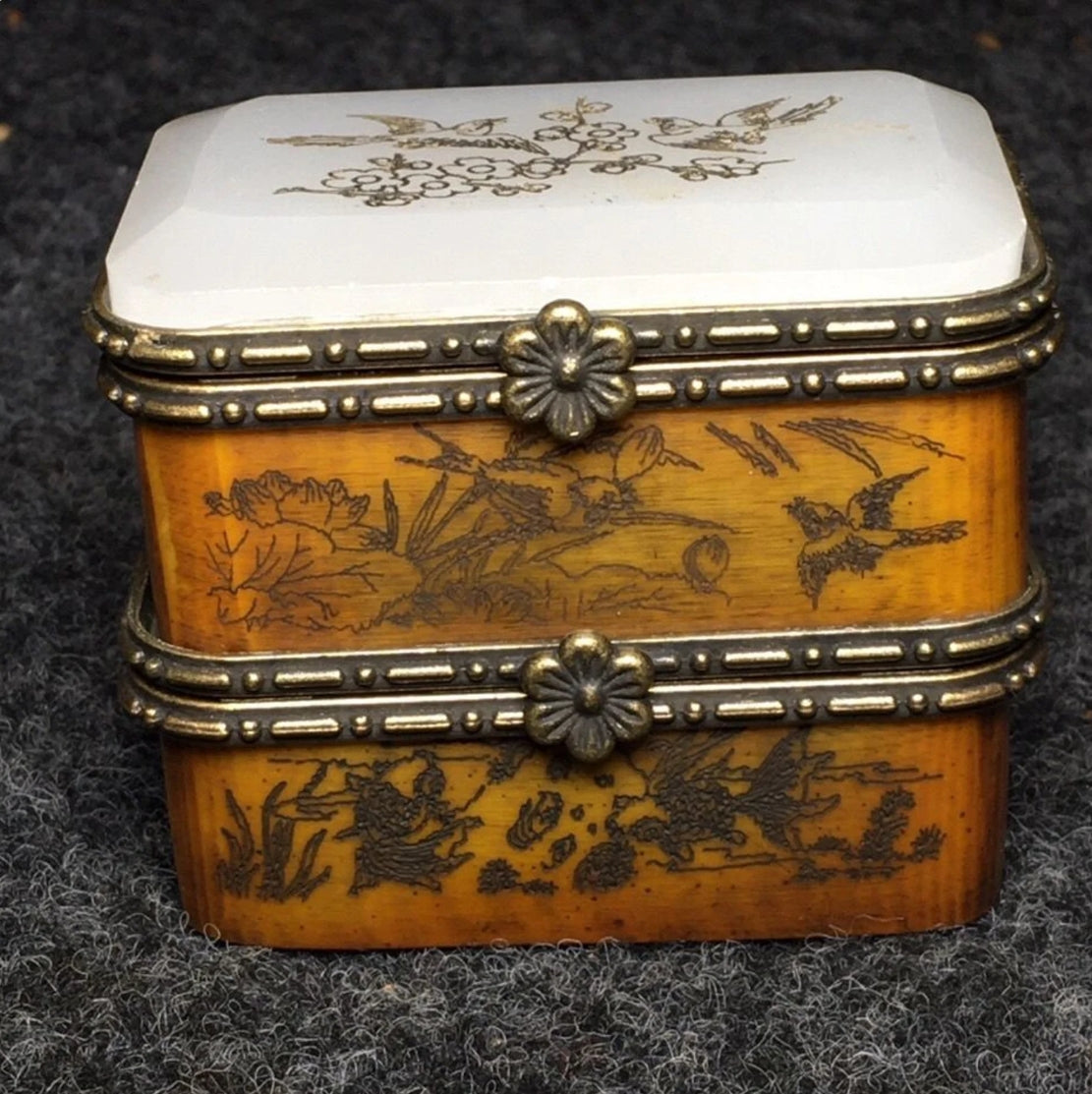 Chinese pure hand-made jewelry small box,gift box,painted flowers and birds pattern exquisite