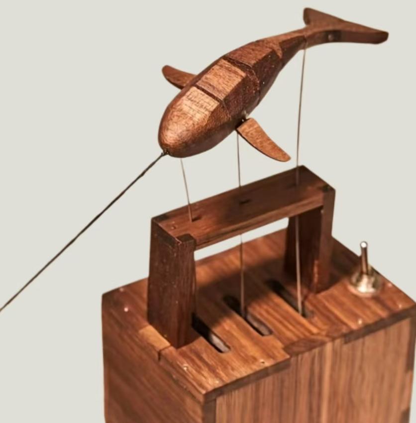 Wooden Whale, automata Whale, Narwhal music box, mechanical whale, Ornament, Wood art, Statue, Sculpture, Home Decor, Woodcarving, Handmade，Music is the poetry of birds